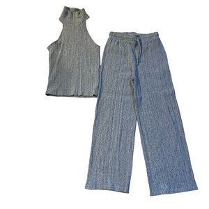 Zara Grey Textured Tank Top & Pants Matching Two-Piece Outfit Set Size S / M